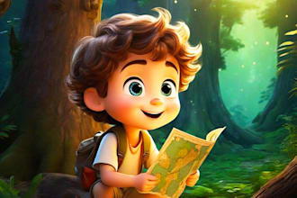 create children story book illustration using ai