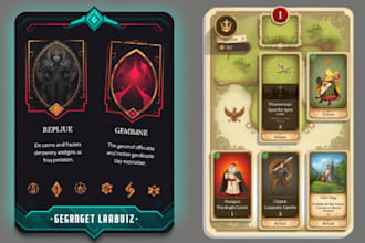make unique card game template, trading cards, tarot cards, board game design