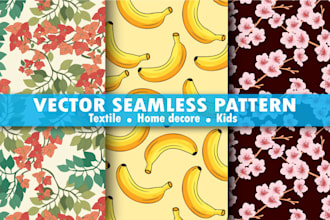 design hand drawn seamless pattern textile print, and packaging