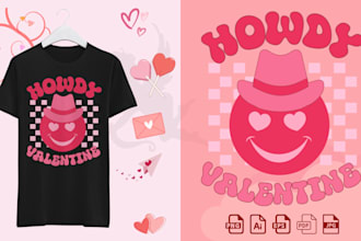 create valentines day tshirt design for pod and etsy