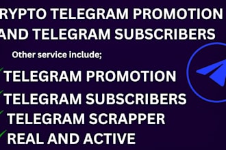 telegram group or channel growth, token coin crypto promotion for ative users