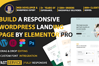 build a responsive wordpress landing page,   elementor landing page