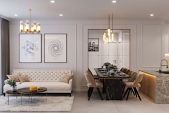 do bedroom, living room, kitchen interior design and 3d rendering