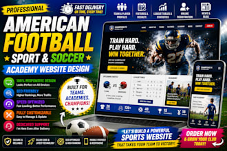 create american football, sport website and soccer academy website