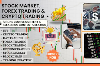 create stock market, forex, crypto, options trading, investment online course