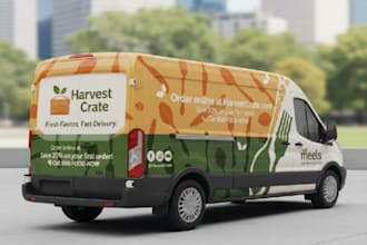 attractive bus wrap design, box truck, vehicle wrap, food truck, wrap for you
