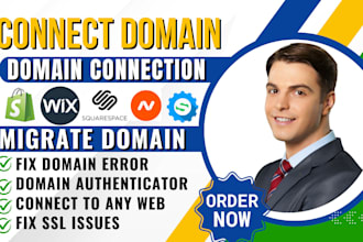 connect domain to any website, squarespace, wix, shopify, wordpress, system io
