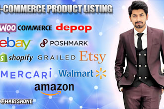 do product listing, ebay, amazon, shopify, poshmark, etsy, mercari, lister