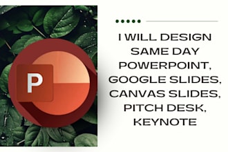 design same day powerpoint, google slides, canvas slides, pitch desk, keynote