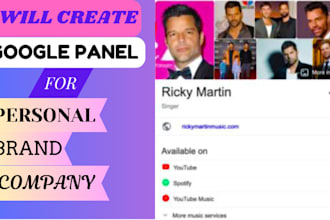 create a standard and active google panel, knowledgepanel for personal or brand