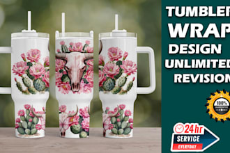 design skinny tumbler wrap 20oz 30oz