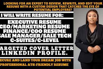 write a senior executive resume, ceo, svp, coo,  sales resume, CV and linkedin