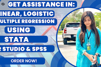 do linear, logistic, multiple regression, with stata, r studio, spss
