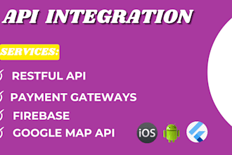 integrate payment gateway in flutter code, api integration into website or app