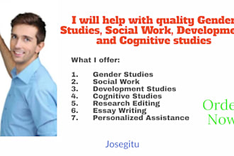 help in tutoring gender studies, social work, development, cognitive studies