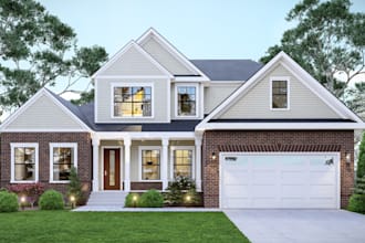 design 3d architectural exterior rendering for residential house home commercial