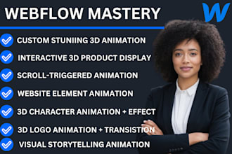 design 3d animated webflow website, 3d webflow animation, 3d interactive website
