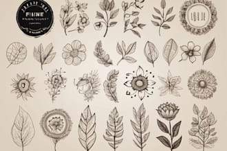 design line art boho feminine hand drawn logo design