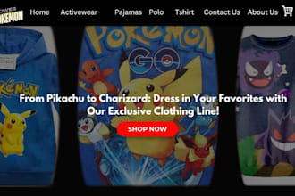 pokemon shopify store pokemon ecommerce website pokemon clothing store tshirt