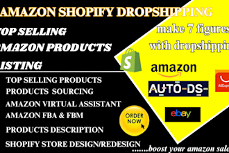do amazon fba products research amazon VA products listing shopify store design