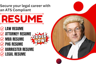 write or rewrite ats legal resume, lawyer resume, attorney resume, cover letter