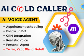 develop ai voice agent, ai cold calling bot twilio bot vapi, bland, retell saas