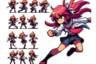 do 2d pixel art sprite sheet design 8 bit 16 bit pixel animation game props