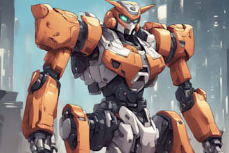 do anime style mecha robot illustrations