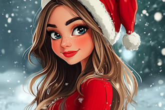 do a christmas caricatures, winter holidays cartoons