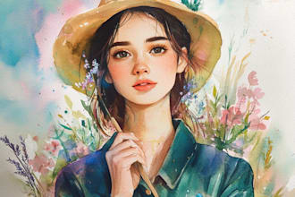 paint unique surrealist watercolor portraits for you