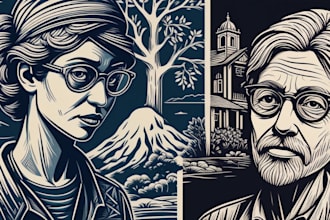 create awesome linocut illustration or linocut imitation