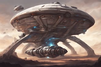 design a spaceship, sci fi illustration and sci fi art