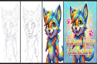 create custom furry character illustration in digital art style