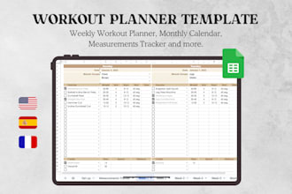 deliver a customizable google sheets workout planner template