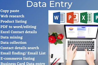 data entry, web research, copy paste and typing work job