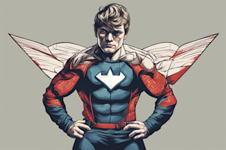 illustrate a superhero pop art portraits