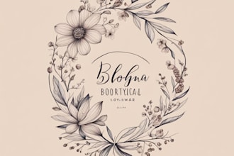 design hand drawn botanical boho floral feminine logo