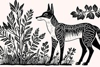 illustrate animal or botanical linocut
