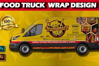make unique food truck wrap, trailer wrap, van wrap and any vehicle wrap designs