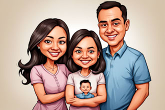 draw cartoon caricature family portrait