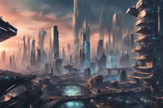 design cyberpunk futuristic city landscape or sci fi concept