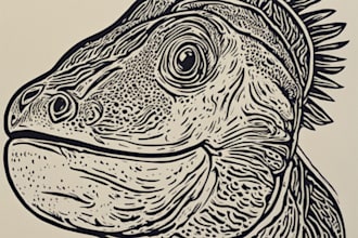 draw a line illustration, a linocut or an engraving