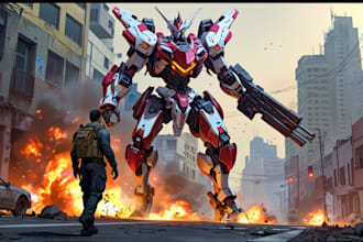 do illustration and concept mecha, gundam, and robot