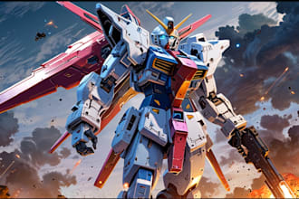 draw gundam, transformer, robot, armor, mecha art style