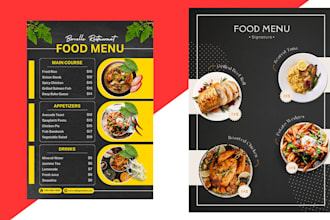 design a creative awesome restaurant menu food menu