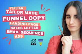 do italian copywriting for your sales funnel, landing page, ads, email sequence