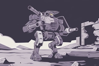 draw mecha, robot, sci fi concept art
