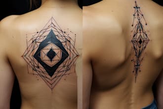 make quick geometric unique tattoo design for you