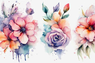 create a beautiful watercolor flowers tattoo design for you