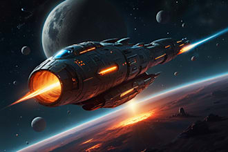 design a spaceship, sci fi illustration